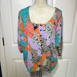 Vintage A.B.S. Clothing Collection California Tropical Pastel 1/2 Button Shirt